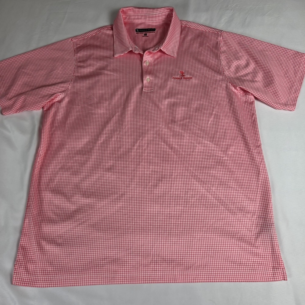 Pebble Beach Polo Shirt Mens Pink Gingham Dry-Luxe Performance Golf Size XXL